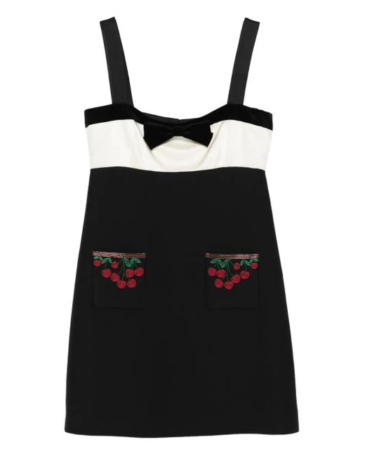 Valentino Garavani Black Cherry-Pocket Bow Mini Dress