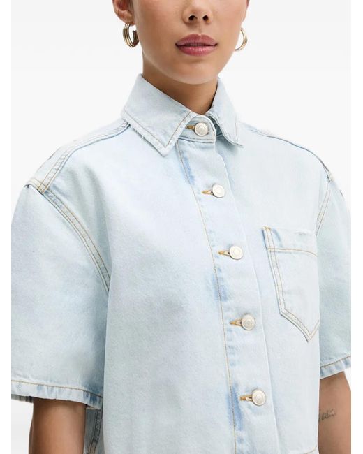 ViCOLO Blue Cropped Short-Sleeve Shirt