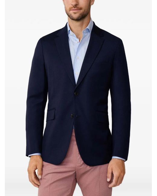 Hackett Blue Wool Hopsack Blazer for men