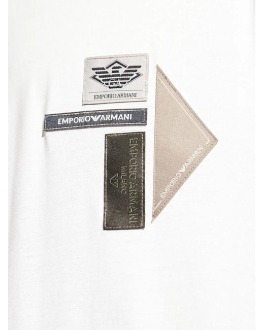 Emporio Armani White Logo-Patch T-Shirt for men