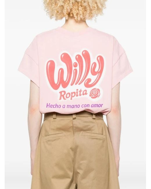 Willy Chavarria Pink Logo-Print Bodysuit