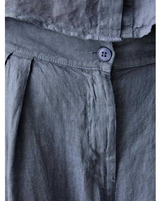 ViCOLO Blue Pleated-Detailing Wide-Leg Trousers