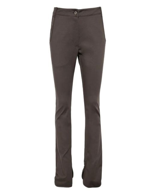 Low Classic Gray Slit Hem Slim-Fit Pants