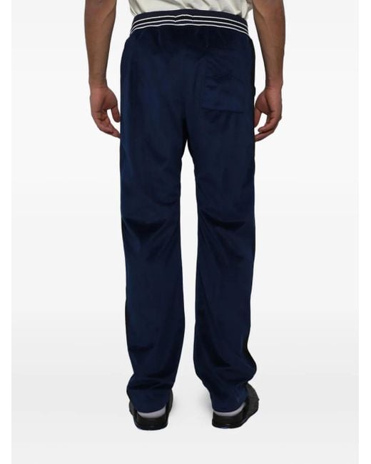 Rhude Blue Velour Stripe-Detailed Track Pants for men