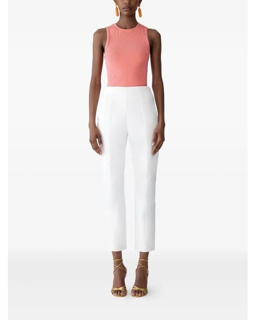 Carolina Herrera White Emilie Slim-Leg Pants