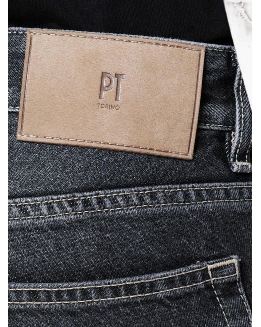 PT Torino Blue Logo-Patch Washed Jeans for men