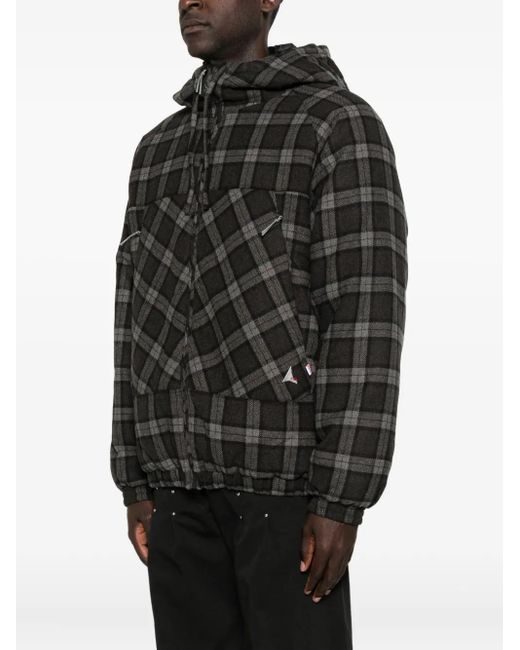 Roa Black Hooded Checked Jacket for men