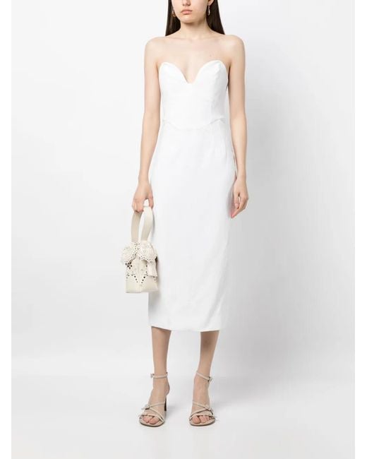 Mara Hoffman White Isla Strapless Midi Dress