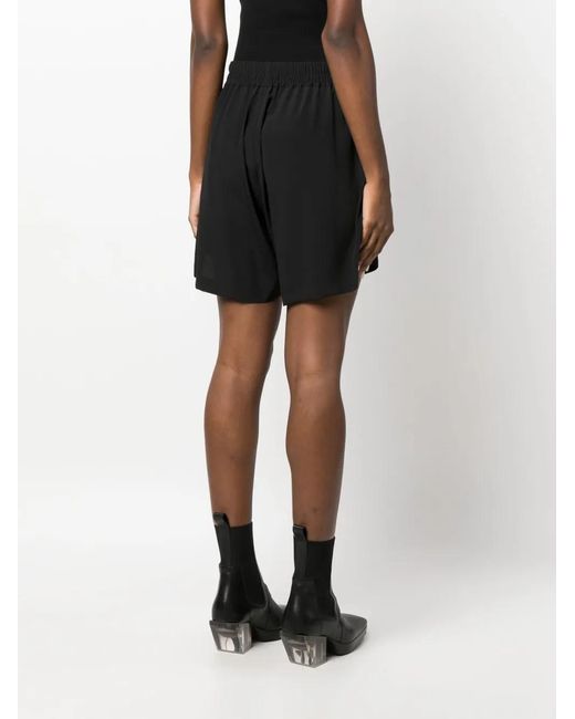Rick Owens Black Wide-Leg Drawstring Shorts