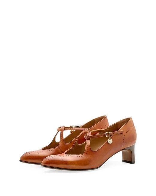 Lottusse Brown Smithson T-Strap Pumps