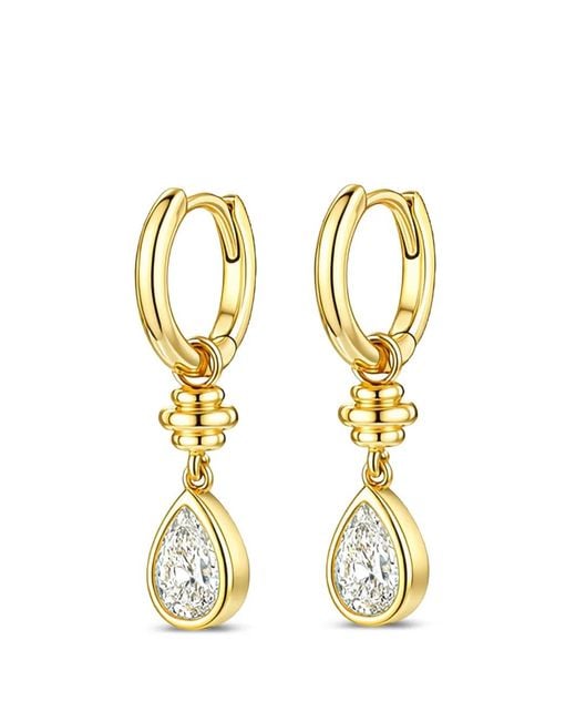 Velora Vie Metallic Soleil Teardrop-Pendant Hoop Earrings