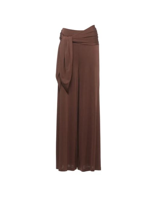 Marella Brown Tie-Waist Palazzo Pants