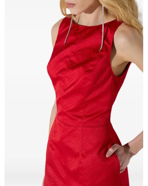 Elisabetta Franchi Red Taffeta Mini Dress With Fish Scale Pattern