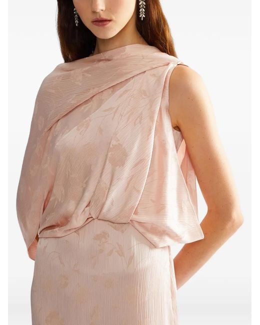 Erdem Natural Draped Jacquard Maxi Gown