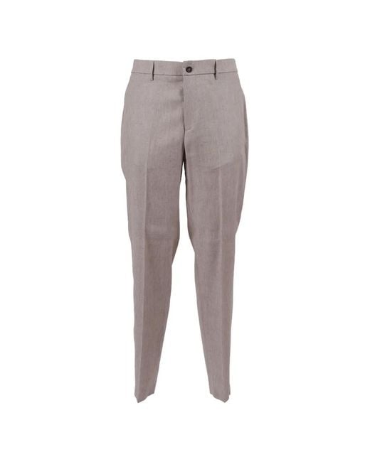 Peserico Gray Pressed-Crease Straight-Leg Trousers for men