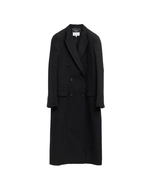 Maison Margiela Black Double-Breasted Four Stitches Coat