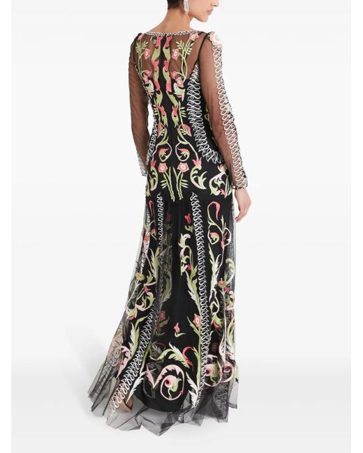 Temperley London Black Embroidered Sheer Maxi Dress