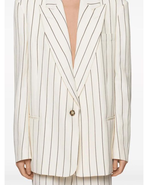 Stella McCartney White Pinstriped Single-Breasted Blazer