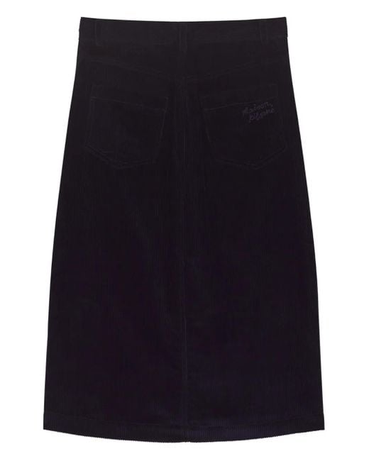 Maison Kitsuné Ribfluwelen Rok Met Split in het Blue