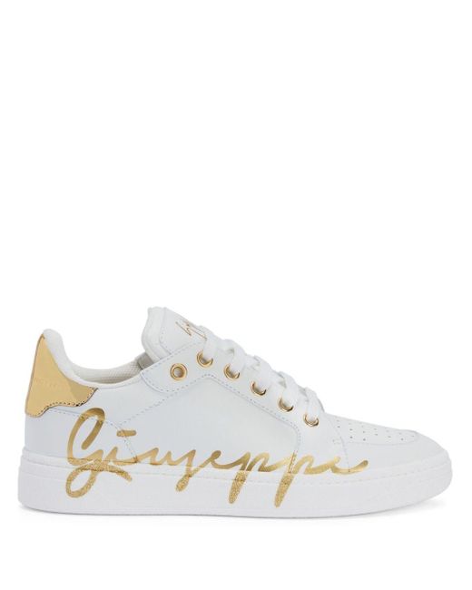 Giuseppe Zanotti White Gz94 Logo-print Leather Sneakers