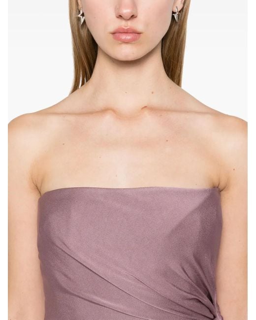 Alex Perry Purple Twist-Detail Satin Gown