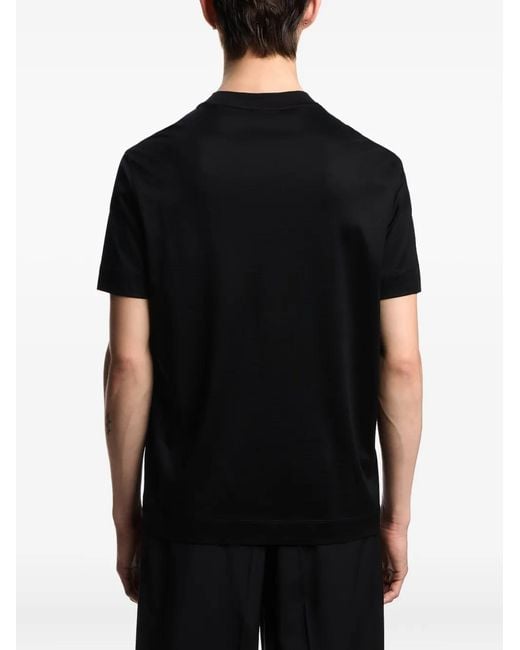 Emporio Armani Black Logo-Embroidered T-Shirt for men