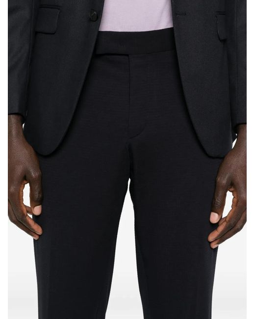 Karl Lagerfeld Blue Textured Straight-Leg Trousers for men