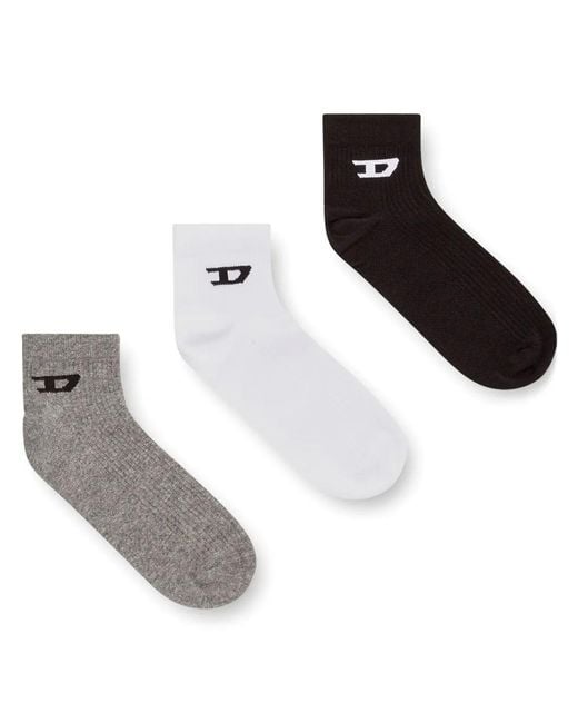 DIESEL White Logo Ankle Socks (Set Of Three) for men