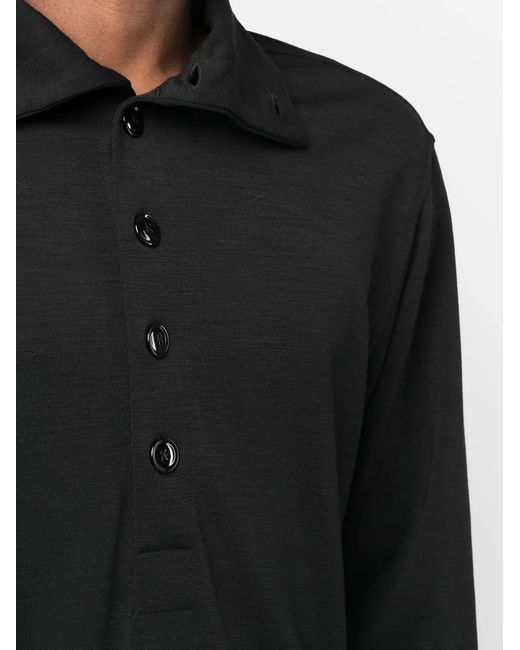 Lemaire Blue Buttoned-Up High-Neck Sweater for men