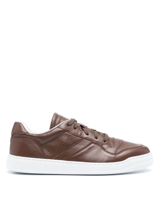 Doucal's Brown Leather Low-top Sneakers for men
