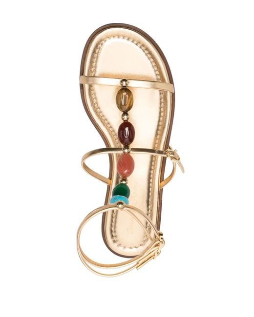 Gianvito Rossi Metallic Stunning Patent Gemstone Gladiator Sandals For Ss24