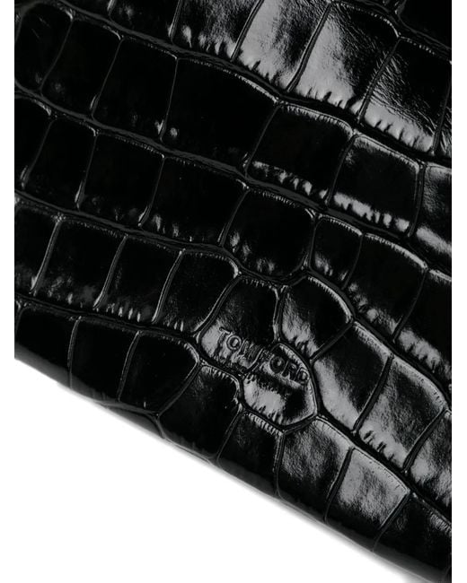 Bolso de mano con efecto de piel de cocodrilo Tom Ford de hombre de color Black