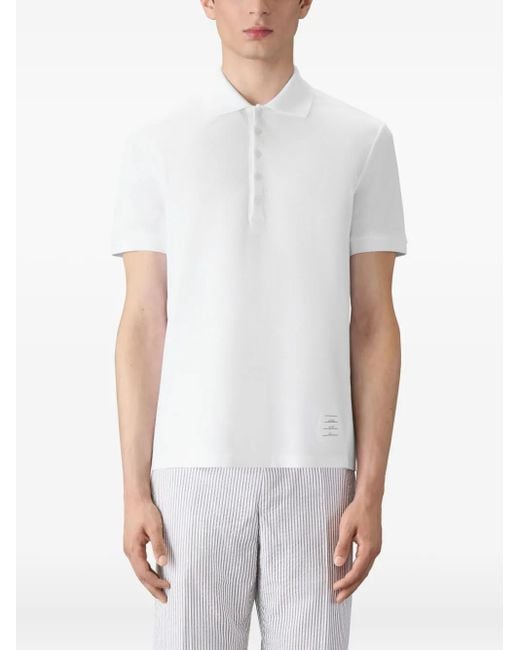 Thom Browne White Button-Placket Polo Shirt for men