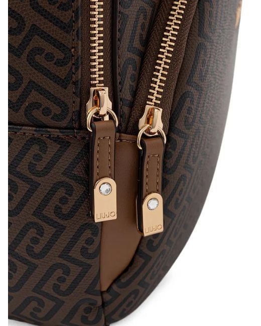 Liu Jo Gray Monogram-Print Backpack