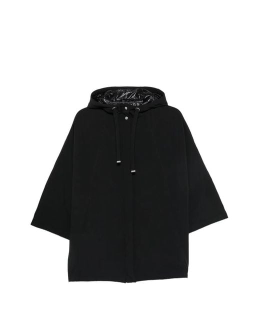 Herno Black Hooded Three-Quarter Sleeve Jacket