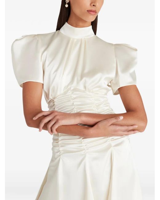 Violante Nessi White Balthus Ruched Short-Sleeve Mini Dress