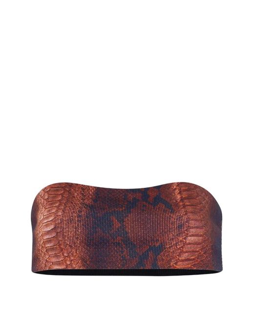 Jean Paul Gaultier Red Ribbed Printed Bra Top