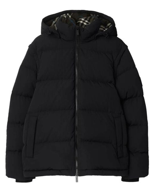 Detachable Sleeve Nylon Puffer Jacket Burberry pour homme en coloris Black