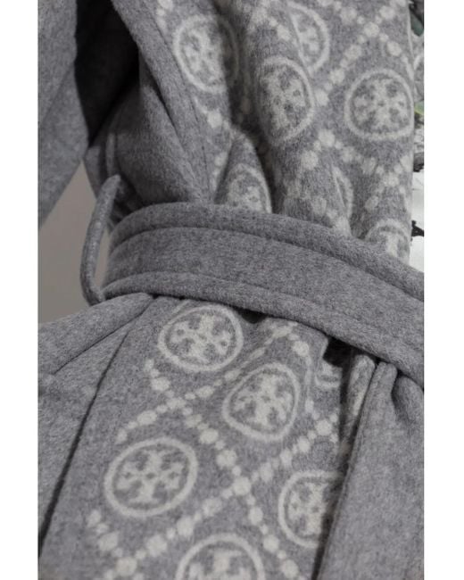 Tory Burch Gray Wollmantel Mit Gürtel