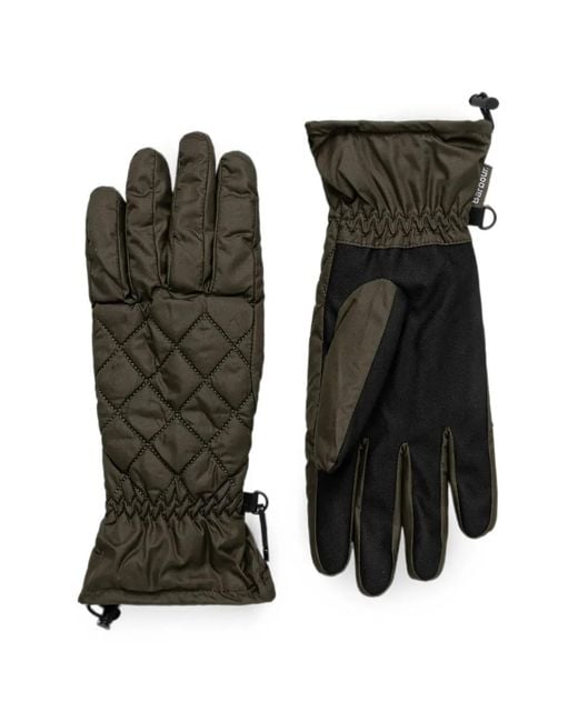 Barbour Black Quilted Drawstring Gloves