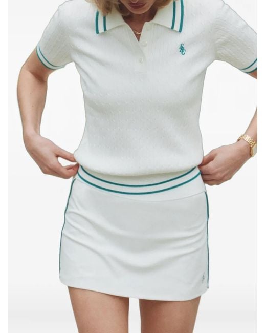 Sporty & Rich White Side-Stripe Mini Skirt