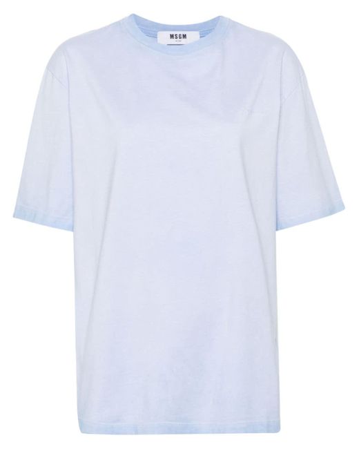 MSGM White Logo-embroidered Cotton T-shirt