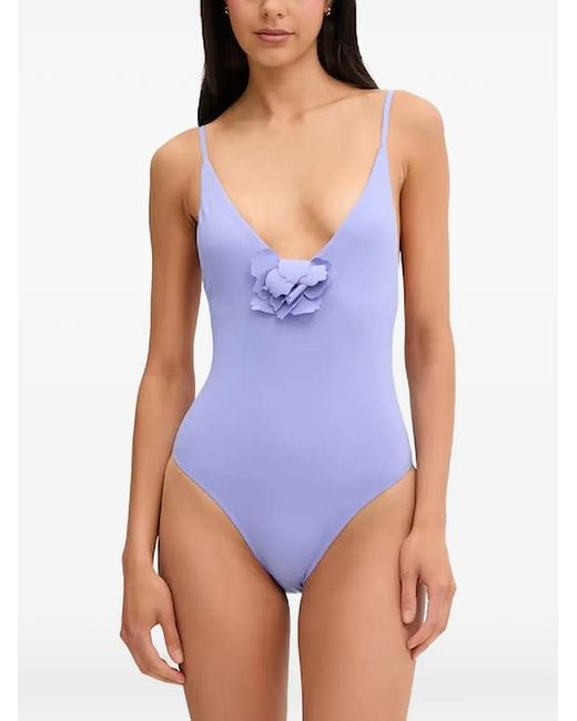 Benetton Blue Floral-Applique Swimsuit