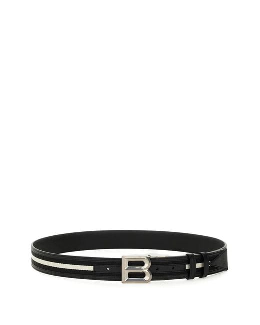 Bally White B-Logo Striped Belt for men