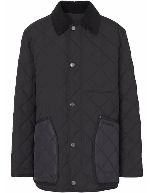 Burberry Black Corduroy-collar Quilted Jacket for men