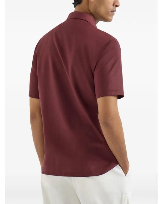 Brunello Cucinelli Red Logo-Detail Polo Shirt for men