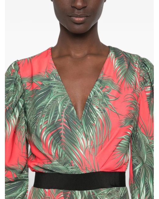 Marco Bologna White Palm-Print Wrap-Style Mini Dress