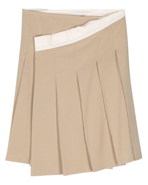 Low Classic Natural Contrasting-trim Pleated Midi Skirt