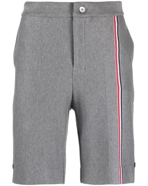 Thom Browne Gray Rwb Stripe Bermuda Shorts for men