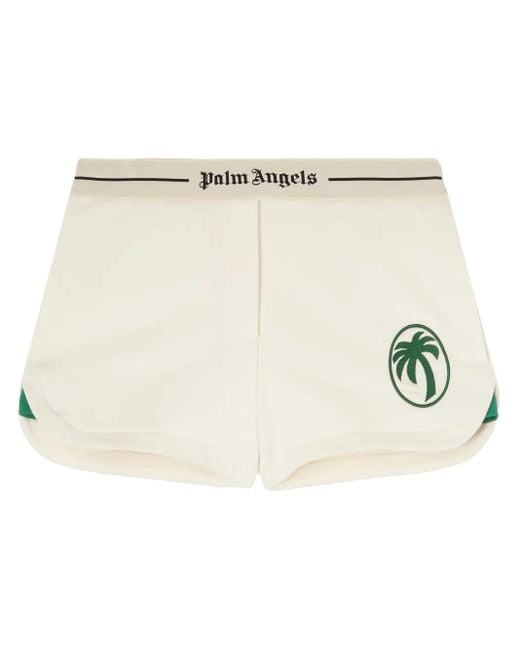 Palm Angels Natural Oval-Palm Shorts